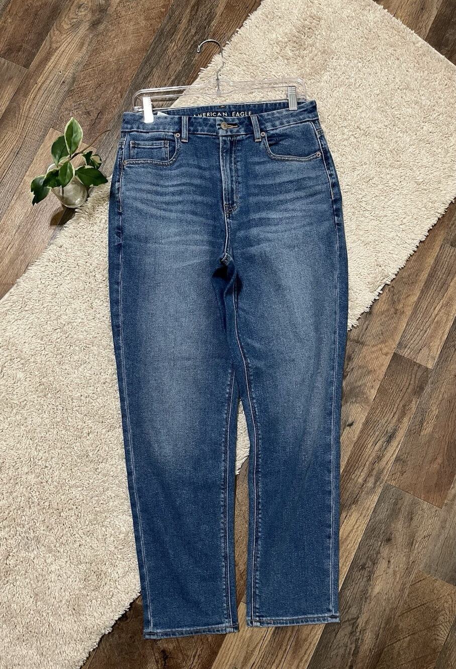 American Eagle Size 10 Stretch Medium Wash Curvy High-Rise Mom Jeans